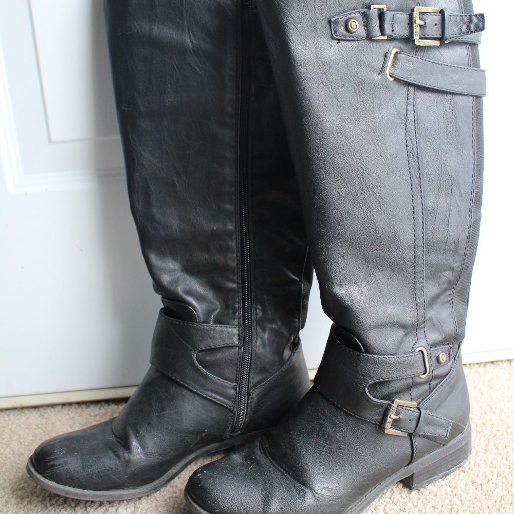 G by Guess Black Leather Boots